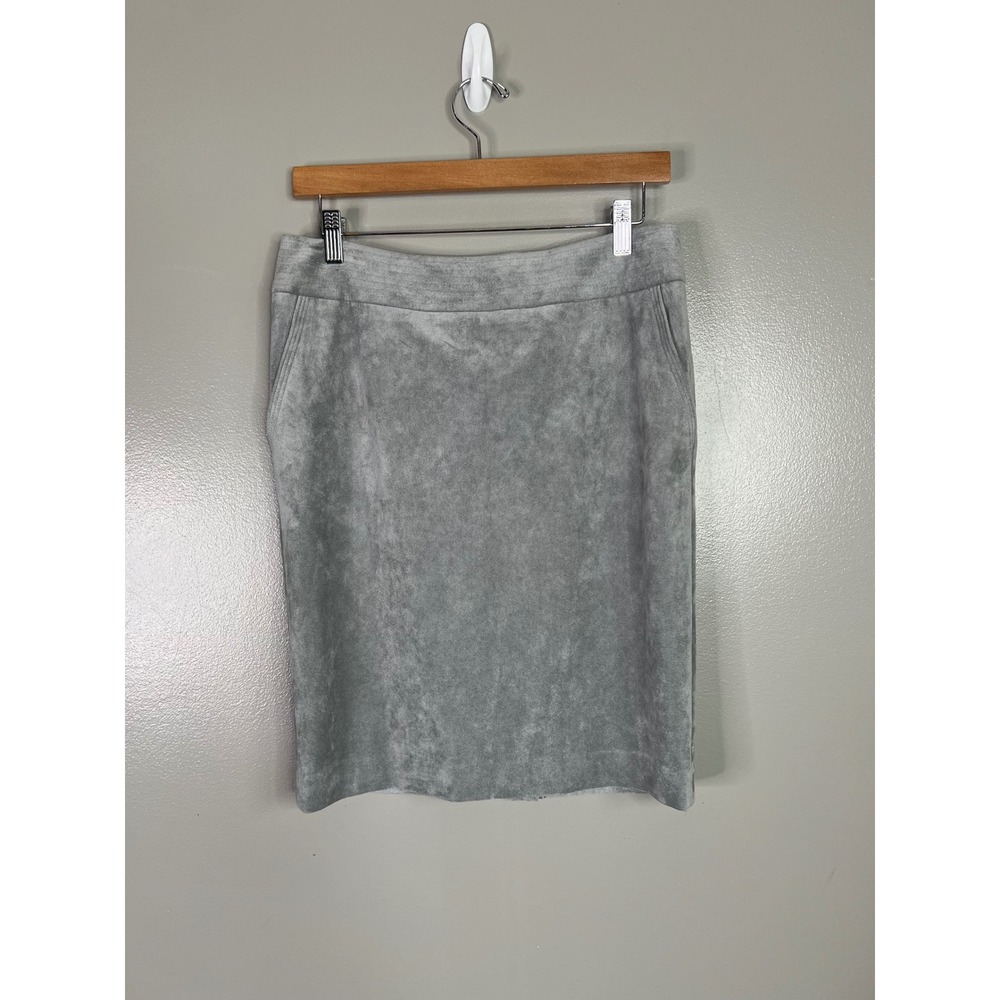 Calvin Klein Grey Faux Suede Pencil Skirt Womens 8 petite office professional - Picture 6 of 10